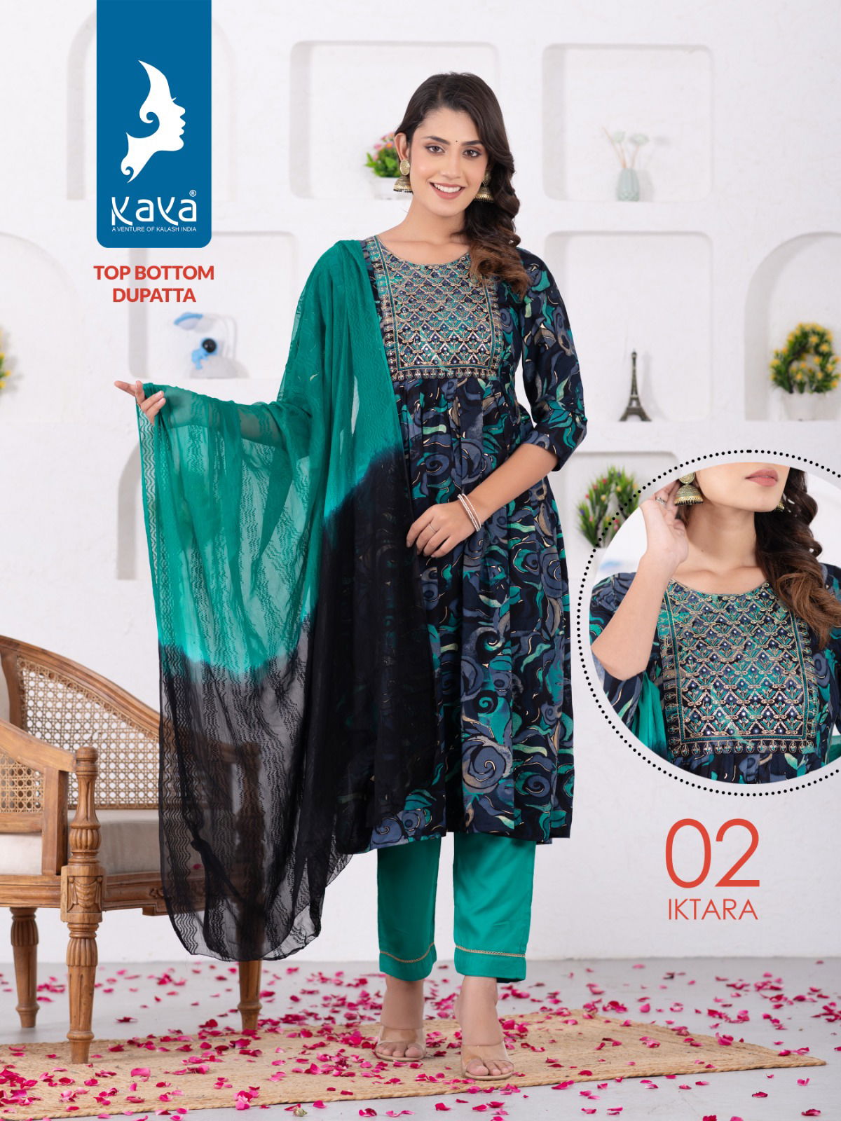 Iktara By Kaya Rayon Nyra Cut Printed Readymade Suits Catalog